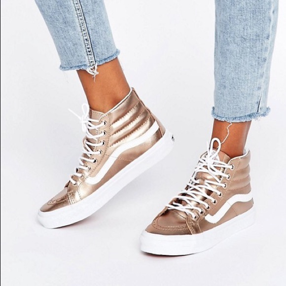 Vans Shoes - Rose Gold Metallic Vans w Box